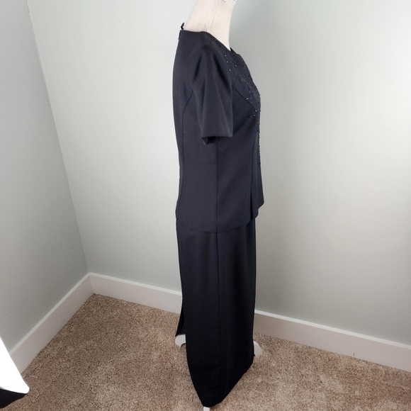 Jessica Howard Sequin Tiered Front Short Sleeve Full Length Lined Dress Size 8 - Picture 3 of 11